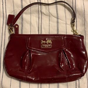 Coach Madison red patent leather large wristlet